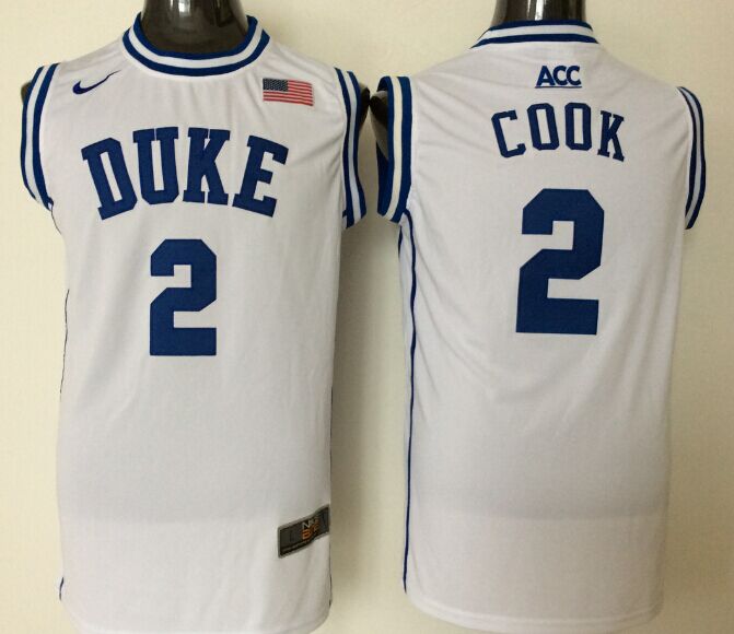NCAA Men Duke Blue Devils #2 cook white->->NCAA Jersey